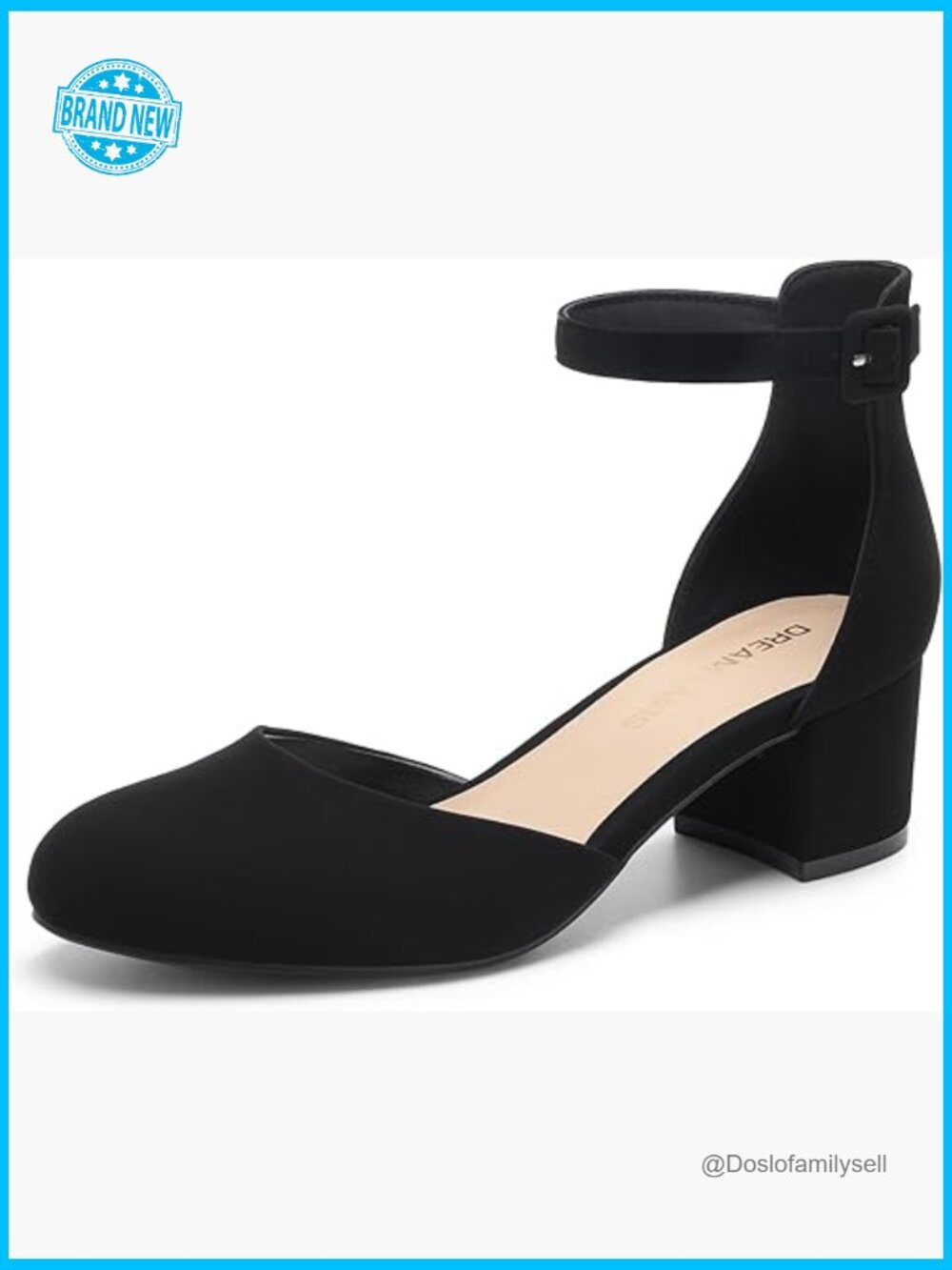 Women's Chunky Block Heel Pumps Ankle Strap Closed Toe Dress Wedding Office